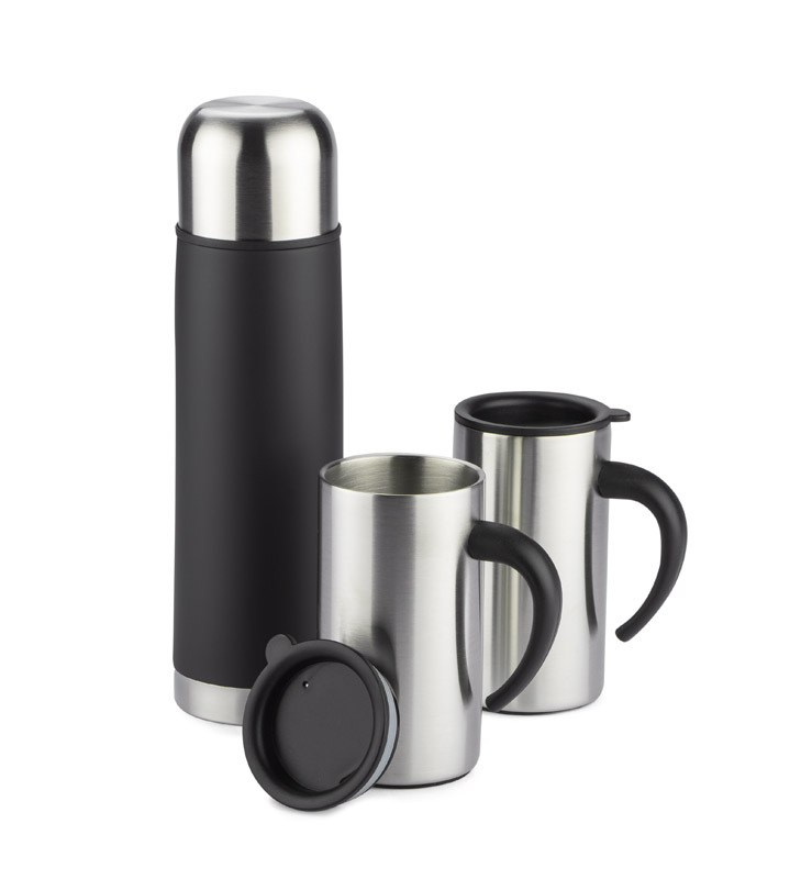 Travel Mug (500ml) I 2pcs Set | Wooden & Grey